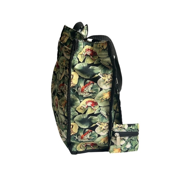 Canvas Shoulder / Tote Bag with Matching Change Purse FROGS! - Picture 9 of 16